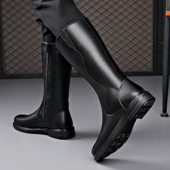 Zimske duge ležerne višenamjenske Martin čizme, moderne kožne čizme s bočnim patentnim zatvaračem, mekane i udobne muške viteške čizme s mekim dnom