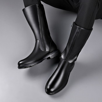 Zimske duge ležerne višenamjenske Martin čizme, moderne kožne čizme s bočnim patentnim zatvaračem, mekane i udobne muške viteške čizme s mekim dnom