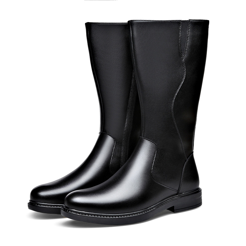 Zimske duge ležerne višenamjenske Martin čizme, moderne kožne čizme s bočnim patentnim zatvaračem, mekane i udobne muške viteške čizme s mekim dnom