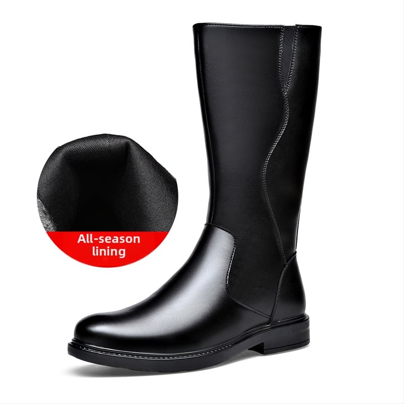Zimske duge ležerne višenamjenske Martin čizme, moderne kožne čizme s bočnim patentnim zatvaračem, mekane i udobne muške viteške čizme s mekim dnom