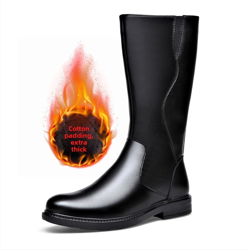 Zimske duge ležerne višenamjenske Martin čizme, moderne kožne čizme s bočnim patentnim zatvaračem, mekane i udobne muške viteške čizme s mekim dnom