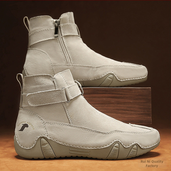 Ανδρικά Παπούτσια από Γνήσιο Δέρμα με Μεσαίο Στυλ 2024, Φθινοπωρινά Ζεστά, Ψηλόμεσα, Υπαίθρια, Casual Παπούτσια, Slip-on, Ανδρικά, Μαλακή Σόλα, All-match Ruini