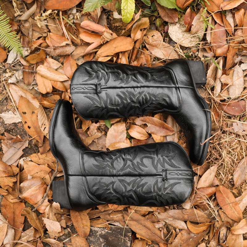 Aofu cipele 6080 vezene muške drvene čizme s visokom petom, europski i američki stil, visoke kaubojske čizme u zapadnom stilu, zimske