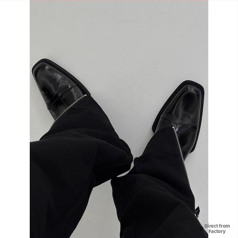 Високи ботуши Челси с остър връх, средна вътрешна височина, увеличаващи височината, мъжки ежедневни британски къси ботуши, мъжки цип, брокат