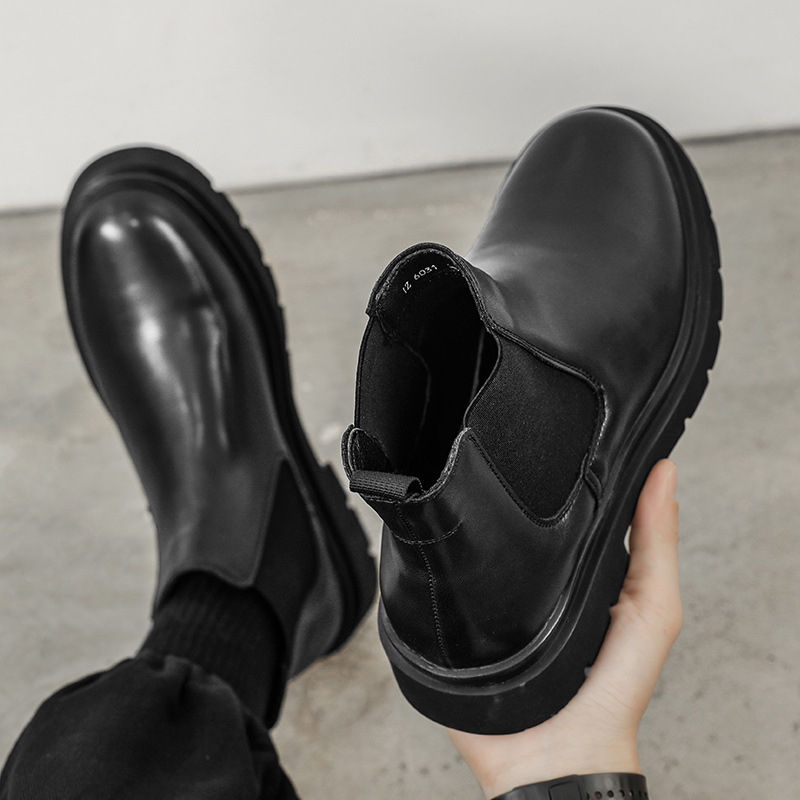 Vyriški „Chelsea“ batai, trumpi motociklininko batai, storapadžiai „Chammen“ batai rudeniui ir žiemai, „High Sense Martin“ batai, plaukų karta