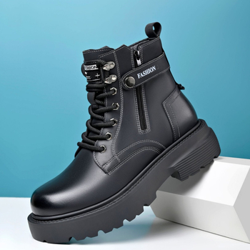 Ανδρικά παπούτσια για μεγάλα μεγέθη 2024, ανδρικά μποτάκια Martin με χοντρή σόλα, ψηλοτάκουνα, μοντέρνα παπούτσια Tooling, ανθεκτικά δερμάτινα παπούτσια