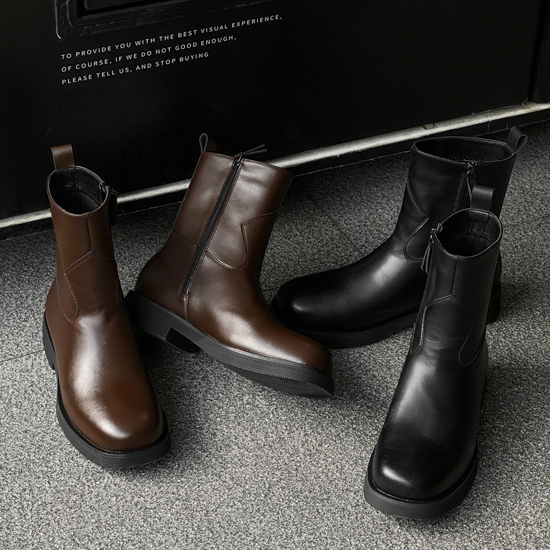 Pánske čižmy Chelsea z roku 2025, módne, s hrubou podrážkou a vnútorným vyvýšením, krátke čižmy v britskom štýle, detské, vysoké čižmy 10311-J