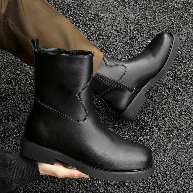 Pánske čižmy Chelsea z roku 2025, módne, s hrubou podrážkou a vnútorným vyvýšením, krátke čižmy v britskom štýle, detské, vysoké čižmy 10311-J