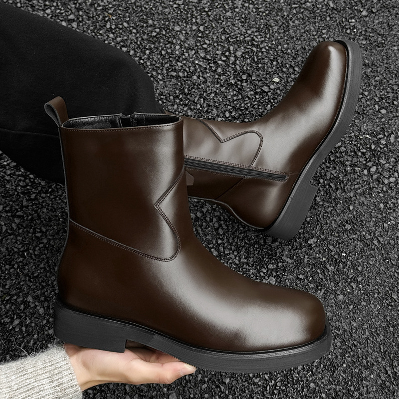 Pánske čižmy Chelsea z roku 2025, módne, s hrubou podrážkou a vnútorným vyvýšením, krátke čižmy v britskom štýle, detské, vysoké čižmy 10311-J