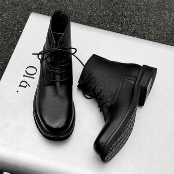 Ανδρικές μπότες Martin με χοντρή σόλα, βρετανικού στιλ, φθινοπωρινές, casual, ψηλοτάκουνες, κοντές, μπότες παλίρροιας, 24911-J, βρετανικού στιλ, με χοντρή σόλα και φαρδιά σόλα.