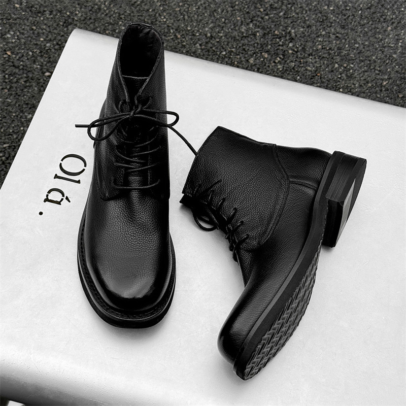 Jesenné pánske ležérne vysoké topánky Martin s hrubou podrážkou v britskom štýle 2024, krátke čižmy Tooling Locomotive Tide 24911-J