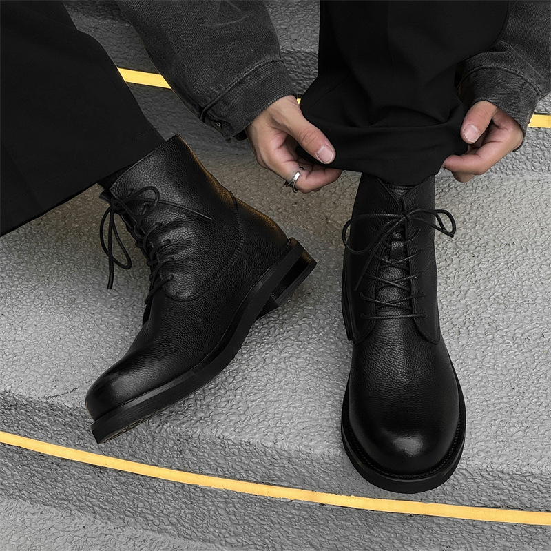 Jesenné pánske ležérne vysoké topánky Martin s hrubou podrážkou v britskom štýle 2024, krátke čižmy Tooling Locomotive Tide 24911-J