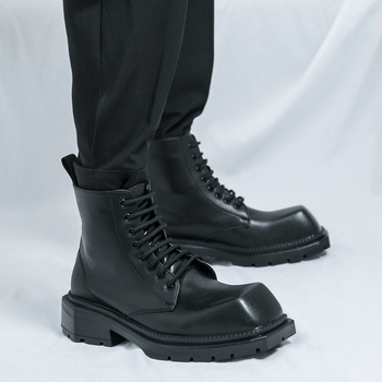 Ανδρικά φθινοπωρινά, ψηλοτάκουνα, casual, βρετανικά, παπούτσια αυτοκινήτου, ρετρό, μοντέρνα, δερμάτινα μποτάκια με μεγάλο κεφάλι που αυξάνουν το ύψος. Μπότες Martin, μεγάλες σε μέγεθος, για άνδρες και γυναίκες.