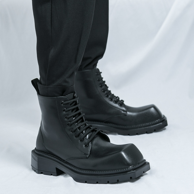 Muške jesenske Martin čizme plus size, visoke ležerne britanske automobilske cipele, retro trendi brend, kožne čizme za povećanje visine