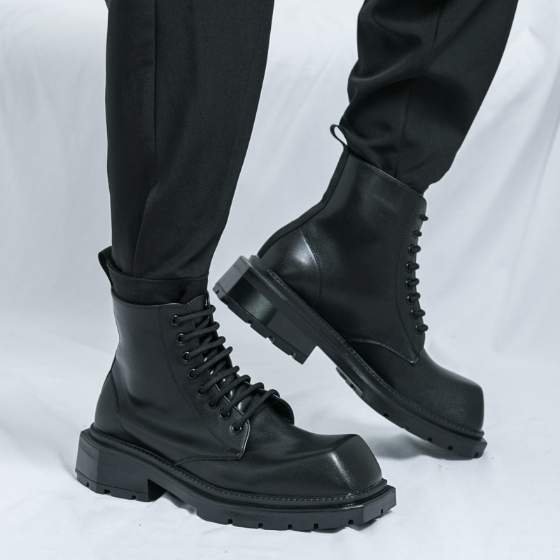 Muške jesenske Martin čizme plus size, visoke ležerne britanske automobilske cipele, retro trendi brend, kožne čizme za povećanje visine