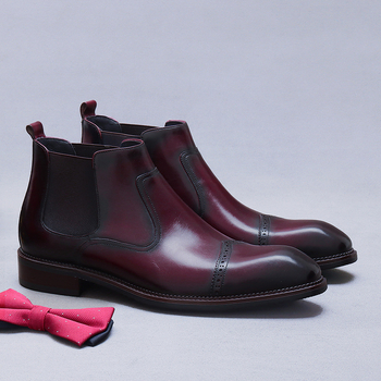 Μπότες Chelsea, ανδρικές, μυτερές μπότες αστραγάλου από γνήσιο δέρμα αγελάδας, βρετανικού στιλ, ψηλοτάκουνες, δερμάτινες μπότες με τρεις αρμούς στη μέση, μποτάκια Martin.