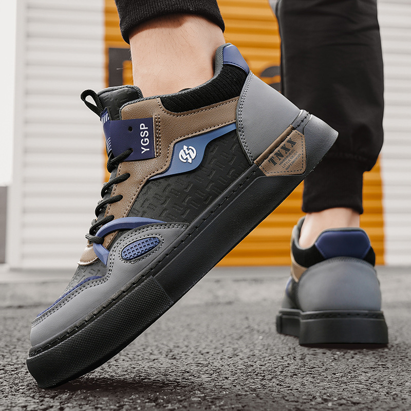 Visoke cipele za skateboarding za muškarce, jesenske, nove cipele za skateboarding s debelim potplatom, povećane tenisice, muške studentske kontrastne ležerne cipele