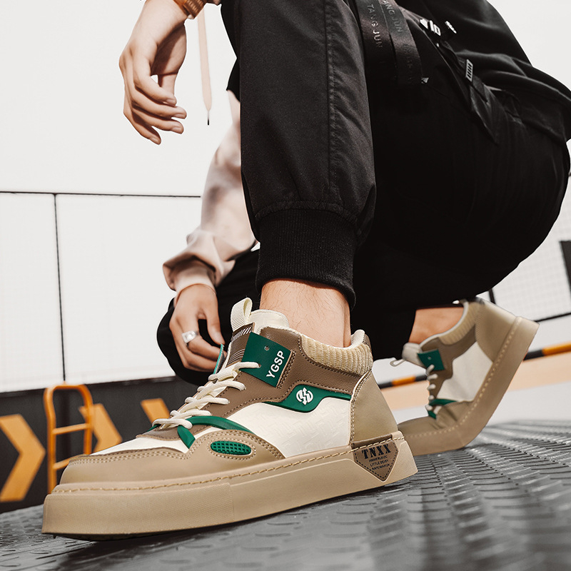 Visoke cipele za skateboarding za muškarce, jesenske, nove cipele za skateboarding s debelim potplatom, povećane tenisice, muške studentske kontrastne ležerne cipele