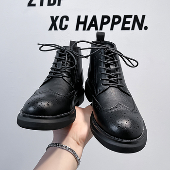 Pánske vyrezávané britsko-čínske pánske čižmy Brock, pekné martinské čižmy s vysokým sense, čižmy pre biznis štýl 8183-A