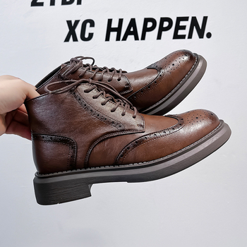 Ανδρικές μπότες Brock με σκαλιστή γραμμή, μπότες High Sense Martin, μπότες Business Stylist 8183-A