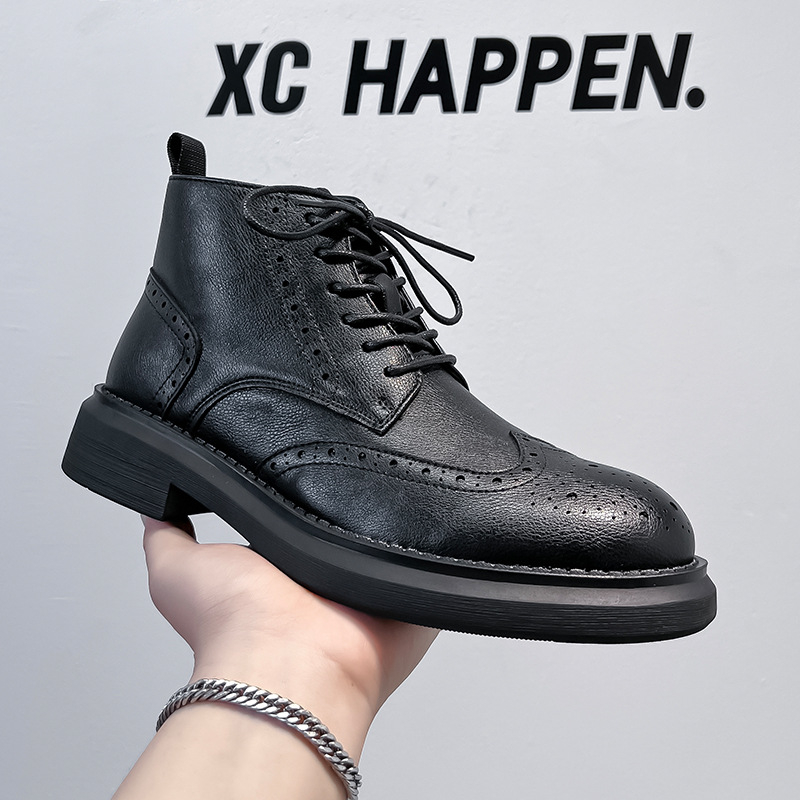 Pánske vyrezávané britsko-čínske pánske čižmy Brock, pekné martinské čižmy s vysokým sense, čižmy pre biznis štýl 8183-A