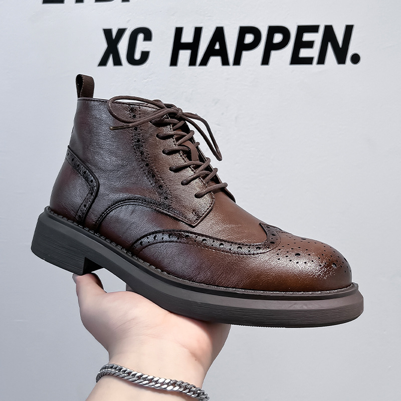 Pánske vyrezávané britsko-čínske pánske čižmy Brock, pekné martinské čižmy s vysokým sense, čižmy pre biznis štýl 8183-A