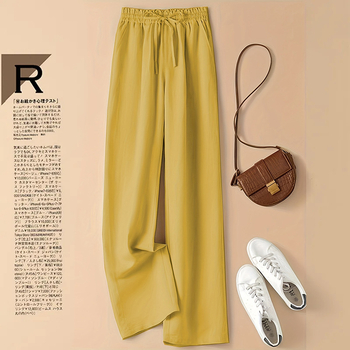 [Na zalihi, nudimo u 5 boja] ženske ljetne hlače širokih nogavica od pamuka i lana, nove tanke, široke, ležerne hlače visokog struka