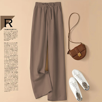 [Na zalihi, nudimo u 5 boja] ženske ljetne hlače širokih nogavica od pamuka i lana, nove tanke, široke, ležerne hlače visokog struka