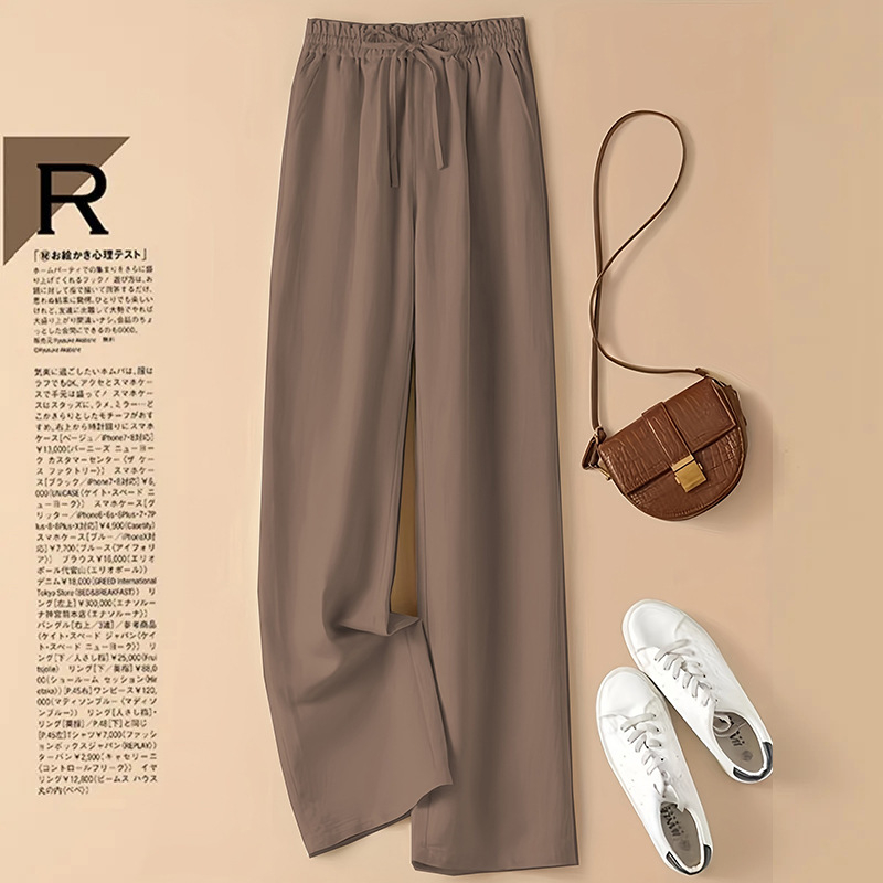 [Na zalihi, nudimo u 5 boja] ženske ljetne hlače širokih nogavica od pamuka i lana, nove tanke, široke, ležerne hlače visokog struka