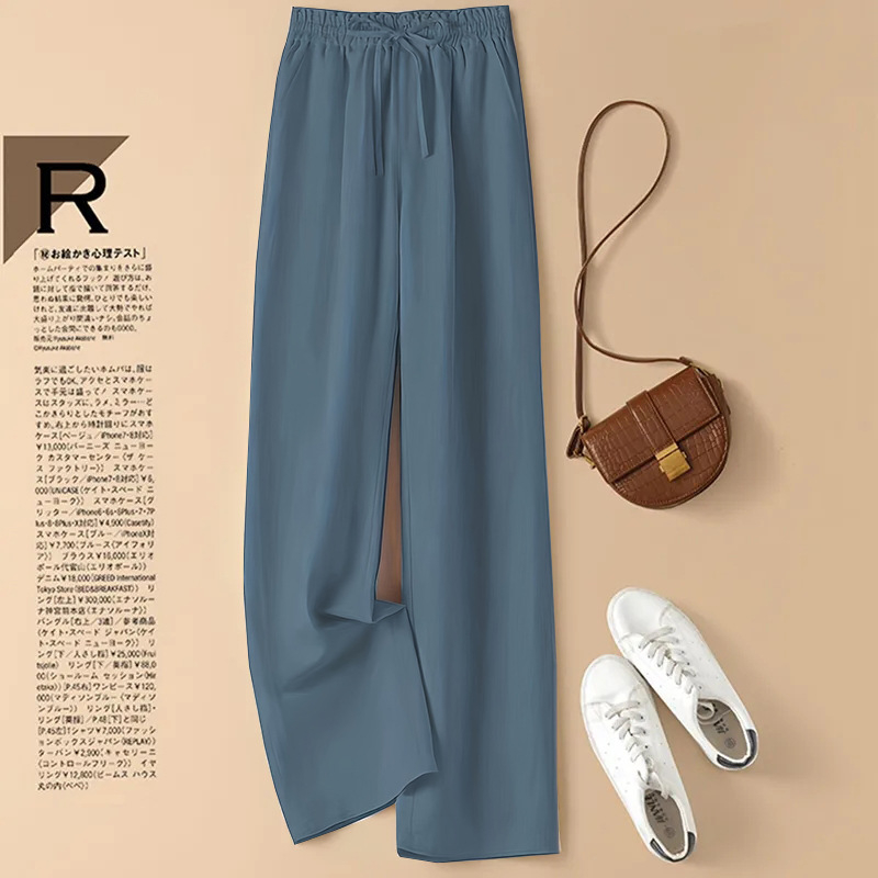 [Na zalihi, nudimo u 5 boja] ženske ljetne hlače širokih nogavica od pamuka i lana, nove tanke, široke, ležerne hlače visokog struka