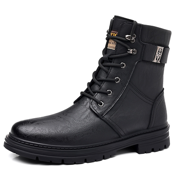 Martin čizme Muške zimske tople vunene pamučne čizme Britanski stil Vintage muške kožne čizme s flis podstavom Visoke čizme za alat