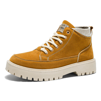 Μπότες Martin Βρετανικού Στυλ Ανδρικές Φθινοπωρινές και Χειμερινές Δερμάτινες Μπότες Μοτοσικλέτας με Χοντρή Σόλα, Αυξημένης Αθλητικής Δραστηριότητας, Ανδρικές Μπότες Ευέλικτου Στυλ