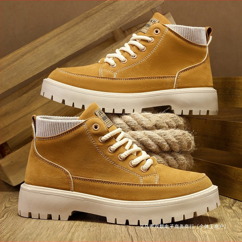 Britanske muške Martin čizme za jesen i zimu, kožne debeli potplat, povećane, za sportove na otvorenom, motociklističke kožne čizme, muške čizme, svestran stil