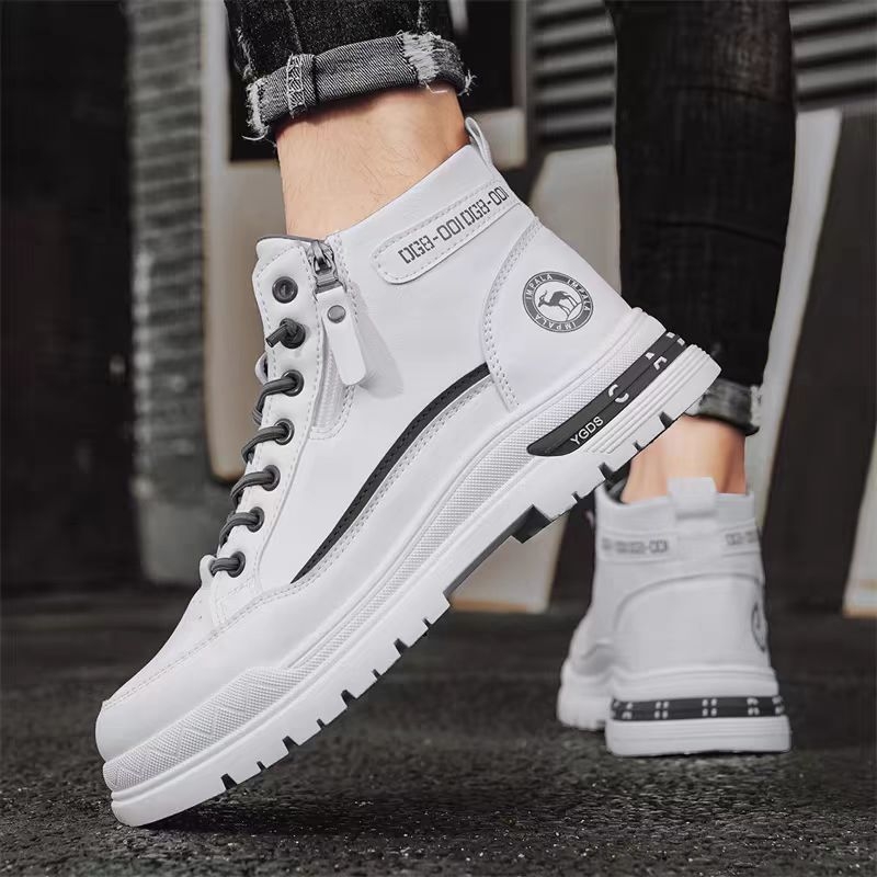 Cizme 2025 pentru bărbați, toamna și iarna, la modă, casual, cizme de lucru pentru bărbați, sport, interior, fermoar lateral, rezistent la uzură, pantofi pentru bărbați