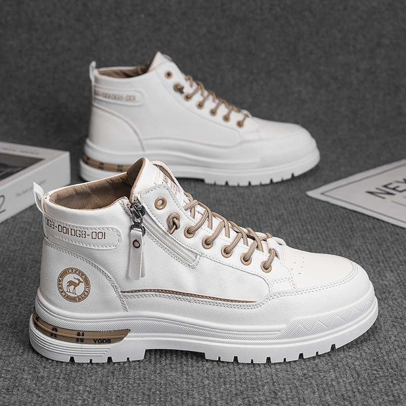 Cizme 2025 pentru bărbați, toamna și iarna, la modă, casual, cizme de lucru pentru bărbați, sport, interior, fermoar lateral, rezistent la uzură, pantofi pentru bărbați