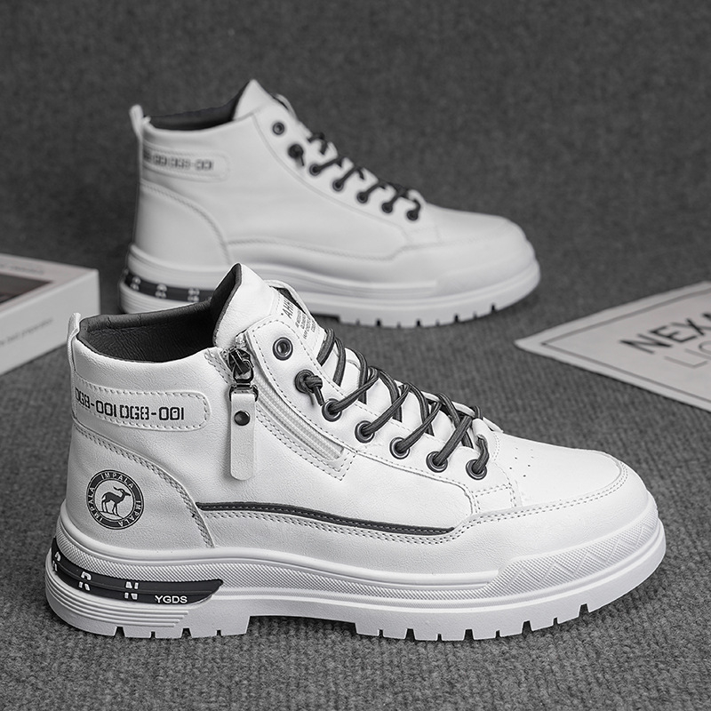 Cizme 2025 pentru bărbați, toamna și iarna, la modă, casual, cizme de lucru pentru bărbați, sport, interior, fermoar lateral, rezistent la uzură, pantofi pentru bărbați