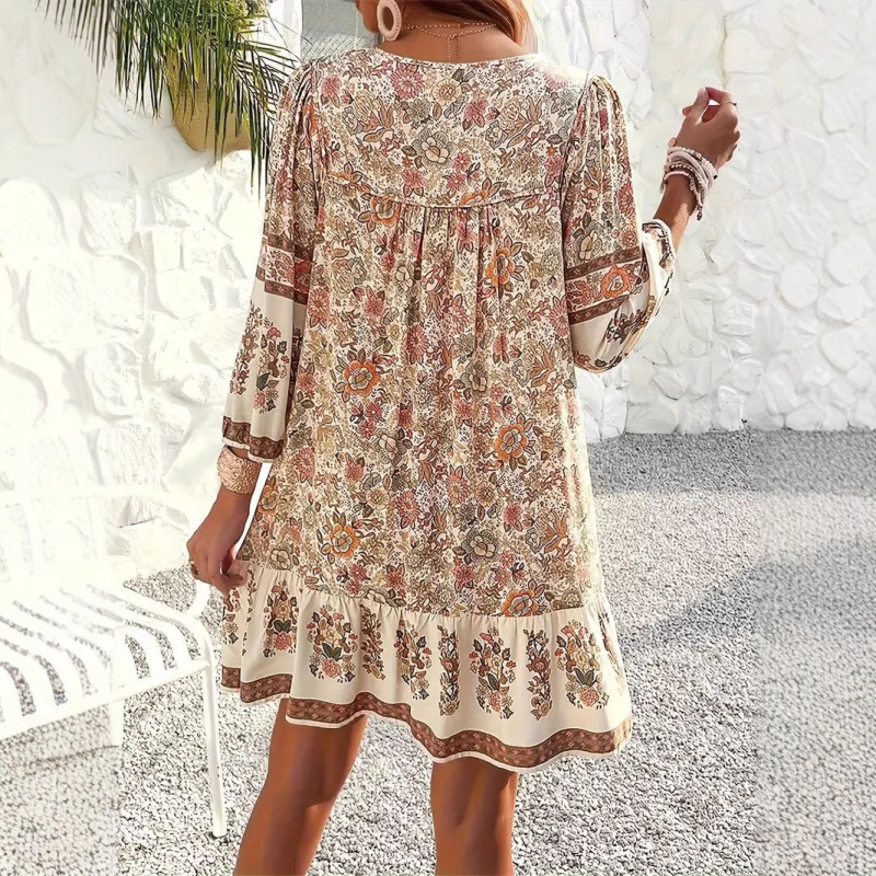 Nové dámske šaty s dlhým rukávom a výstrihom do V od európskeho a amerického zahraničného obchodu s výstrihom do V