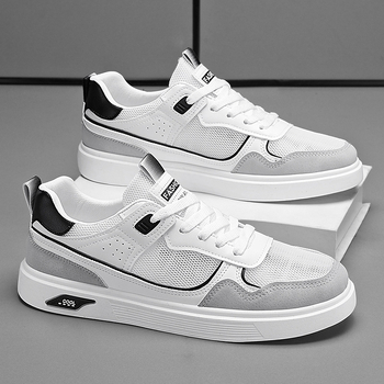 Ljetne prozračne muške cipele, nove univerzalne niske muške ležerne sportske šuplje mrežaste moderne male cipele za bijelu ploču