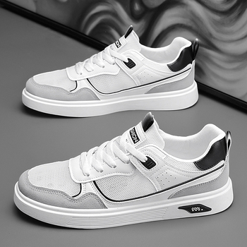 Καλοκαιρινά, αναπνεύσιμα ανδρικά παπούτσια, νέα, all-match, χαμηλά ανδρικά casual αθλητικά παπούτσια με κοίλο πλέγμα, μοντέρνα, μικρά, λευκά παπούτσια