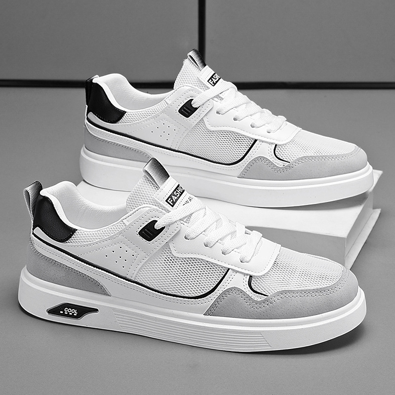 Ljetne prozračne muške cipele, nove univerzalne niske muške ležerne sportske šuplje mrežaste moderne male cipele za bijelu ploču