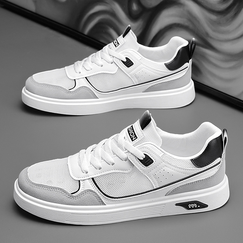 Ljetne prozračne muške cipele, nove univerzalne niske muške ležerne sportske šuplje mrežaste moderne male cipele za bijelu ploču