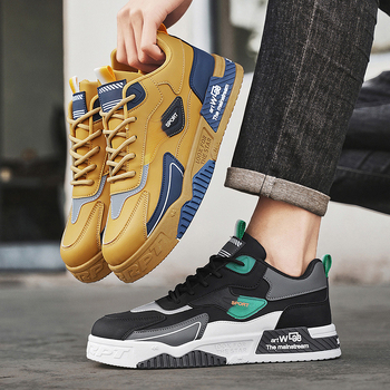 2025. gada pavasara un vasaras pārrobežu jauni ādas ikdienas sporta apavi pusaudžiem ar biezu zoli, vīriešu ikdienas apavi Xiyin