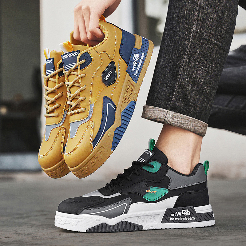 2025. gada pavasara un vasaras pārrobežu jauni ādas ikdienas sporta apavi pusaudžiem ar biezu zoli, vīriešu ikdienas apavi Xiyin