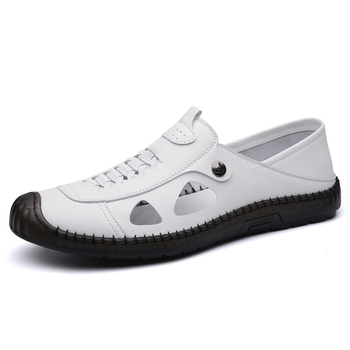 Νέα ανδρικά casual παπούτσια για το καλοκαίρι του 2025, λευκά παπούτσια με τρύπες, casual δερμάτινα παπούτσια με κοίλα δερμάτινα σανδάλια
