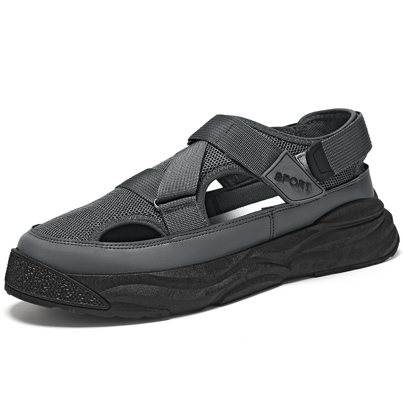 Letné priedušné sieťované topánky pánske hrubé podrážky pre mládež, módne topánky pre vonkajšie cestovanie, ležérne topánky, duté sandále, pánske topánky