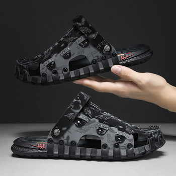 Kožne sandale za muškarce, ljetni neklizajući dezodorans, sandale s dvostrukom namjenom za vožnju i rad na otvorenom, Vijetnamske papuče za plažu Baotou