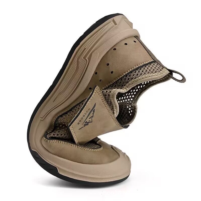 Pánske letné topánky, priedušné cestovné topánky, nové duté sieťované pánske ležérne outdoorové športové topánky so suchým zipsom, personalizované trendy topánky