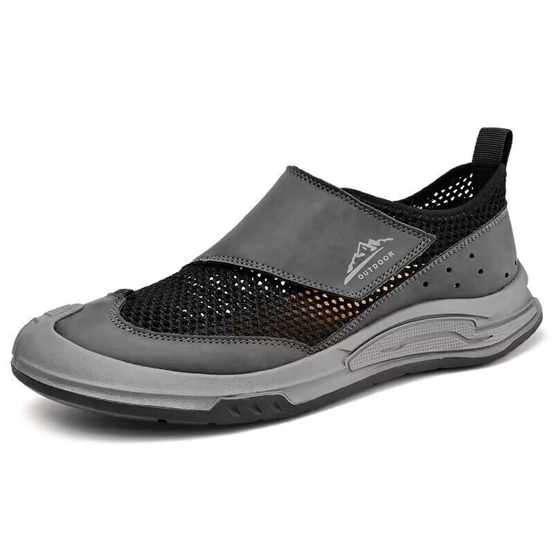 Pánske letné topánky, priedušné cestovné topánky, nové duté sieťované pánske ležérne outdoorové športové topánky so suchým zipsom, personalizované trendy topánky