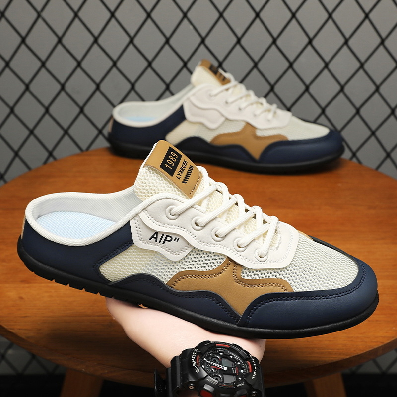 pluss-suuruses Baotou poolsussid meestele hingavad õhukesest võrgust pealisrõivad libisevad sportlikud pehme tallaga rannasandaalid ilma kontsata