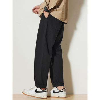 Mingge | Trendové značkové jednofarebné jednoduché univerzálne ležérne nohavice pánske voľné široké nohavice so sťahovacou šnúrkou rovné nohavice
